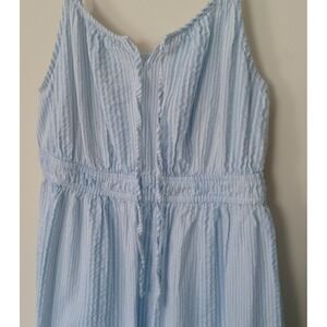Loft Small Striped Seersucker Cotton Sundress Sleeveless Coastal Preppy Beach